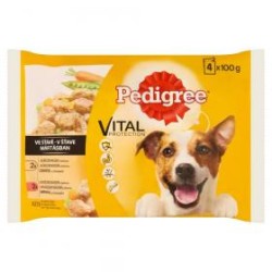 Pedigree Vital Protection felnőtt teljes értékű alutasak kutyáknak, csirke és marhahússal mártásban (4x100 g) - 400 g