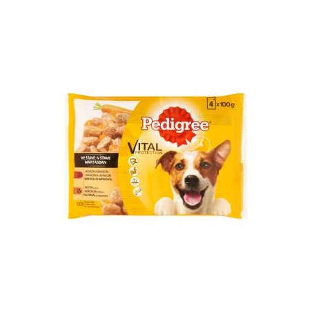 Pedigree Vital Protection felnőtt kutyáknak, Marhával és báránnyal - Pulykával és sárgarépával 4 x 100 g