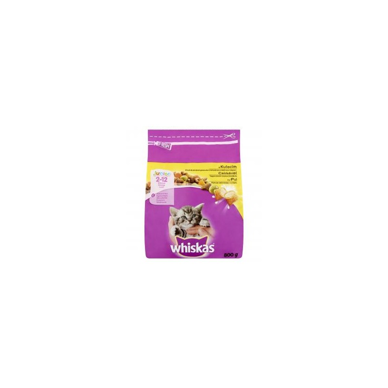 WHISKAS® Junior szárazeledel csirkével 800g