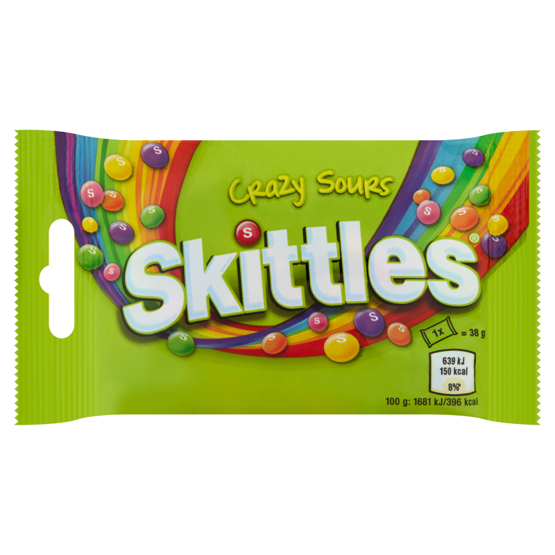 Skittles crazy sours cukordrazsé savanyú gyümölcsízű 38g