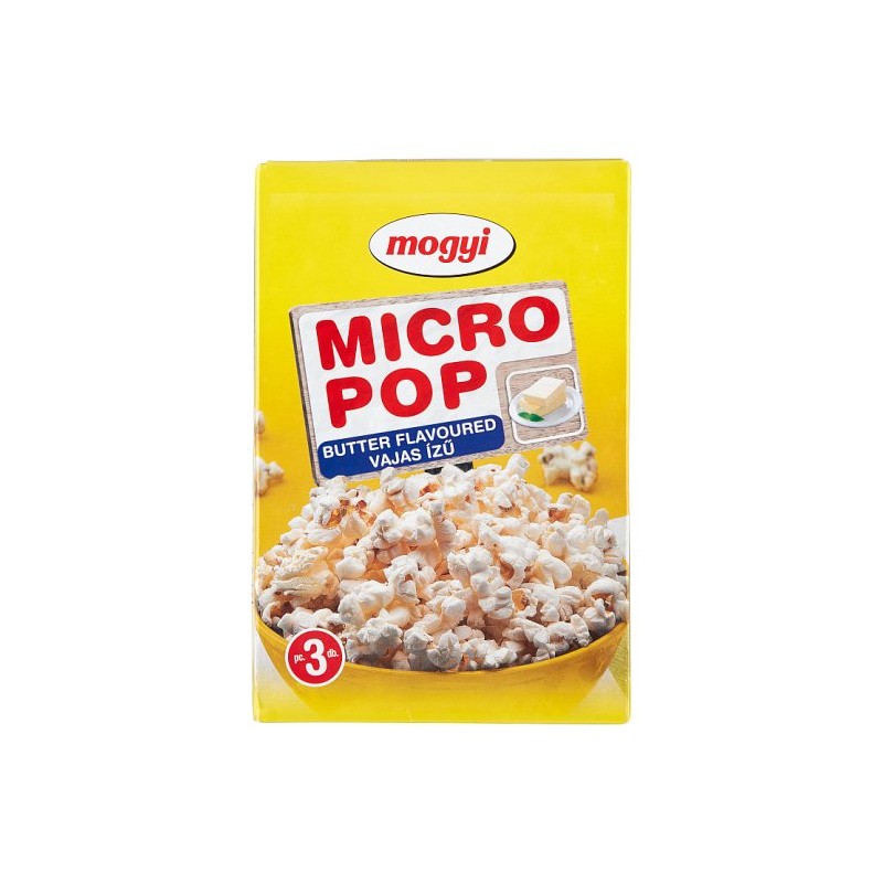 Mogyi Micro Pop vajas ízű, mikrohullámú sütőben elkészíthető pattogatni való kukorica 100 g