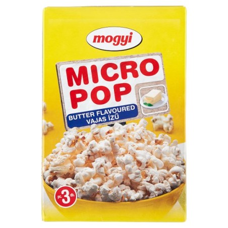 Mogyi Micro Pop vajas ízű, mikrohullámú sütőben elkészíthető pattogatni való kukorica 100 g
