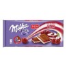 Milka alpesi tejcsokoládé meggyízű tejes krémtöltelékkel és meggyes gyümölcskrémmel 100 g