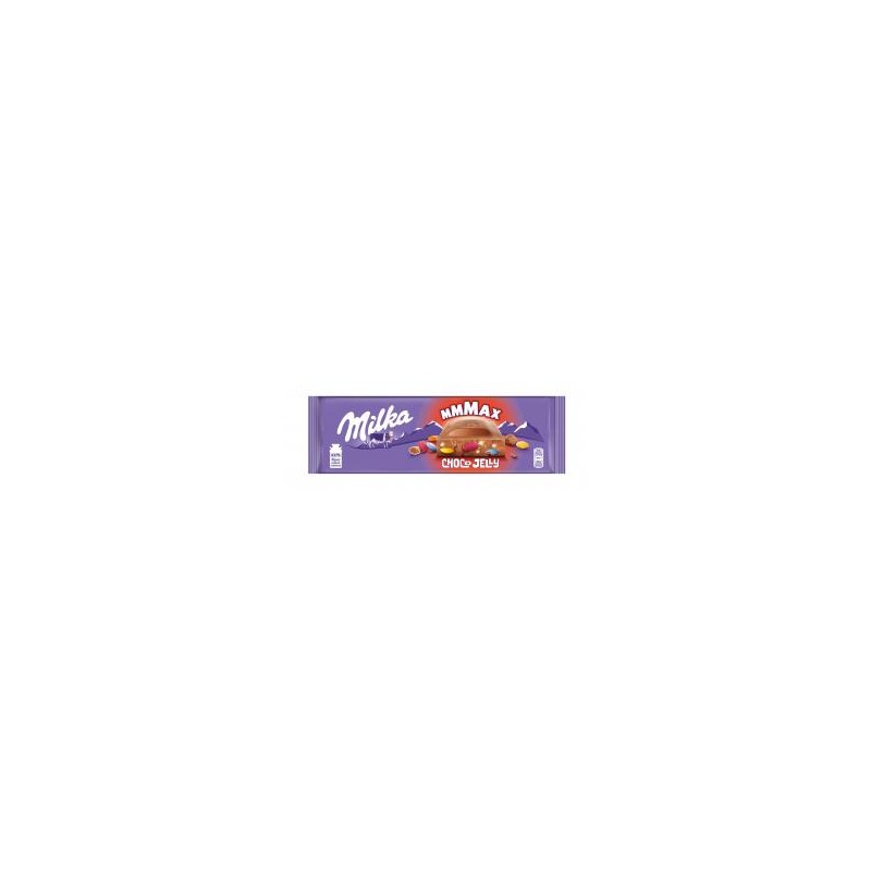 Milka Mmmax tejcsokoládé meggyes zselédarabkákkal, cukordrazséval és robbanócukorkával 250 g