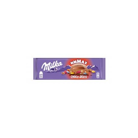 Milka Mmmax tejcsokoládé meggyes zselédarabkákkal, cukordrazséval és robbanócukorkával 250 g