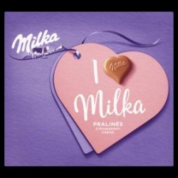 Milka I love Milka alpesi tejcsokoládé praliné epres töltelékkel 20 db 110 g