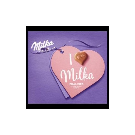 Milka I love Milka alpesi tejcsokoládé praliné epres töltelékkel 20 db 110 g