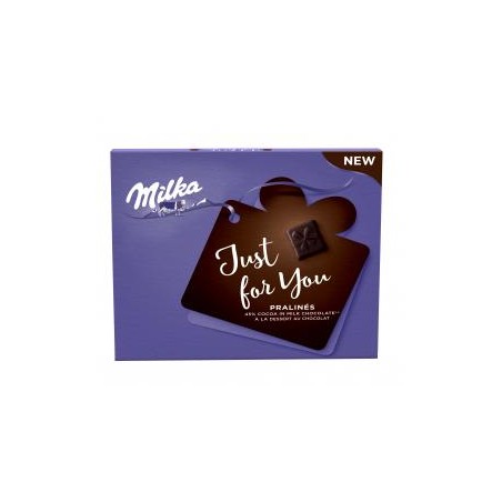 Milka Just for You magas kakaótartalmú tejcsokoládé praliné kakaós krémtöltelékkel 110 g