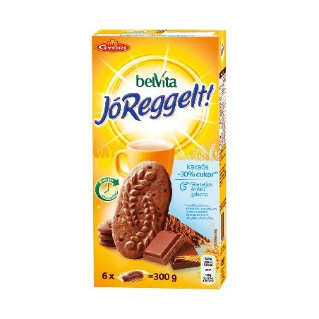 Belvita kakaós, gabonás, omlós keksz csokoládédarabokkal, -30% cukortartalommal 300 g