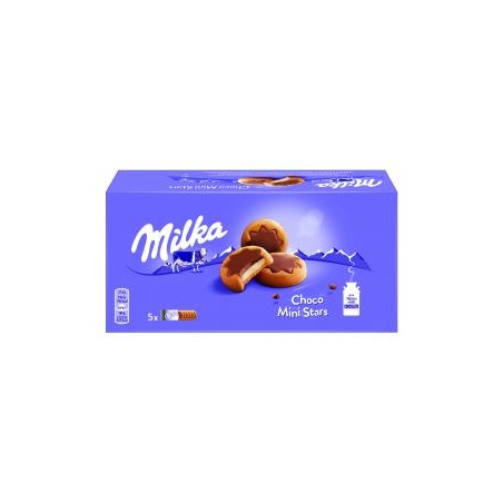 Milka Choco Mini Stars tejes krémmel töltött keksz tejcsokoládéval 185 g