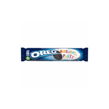 Oreo Birthday Party karamellízű töltelékkel töltött kakaós keksz színes dekorációs pelyhekkel 154 g