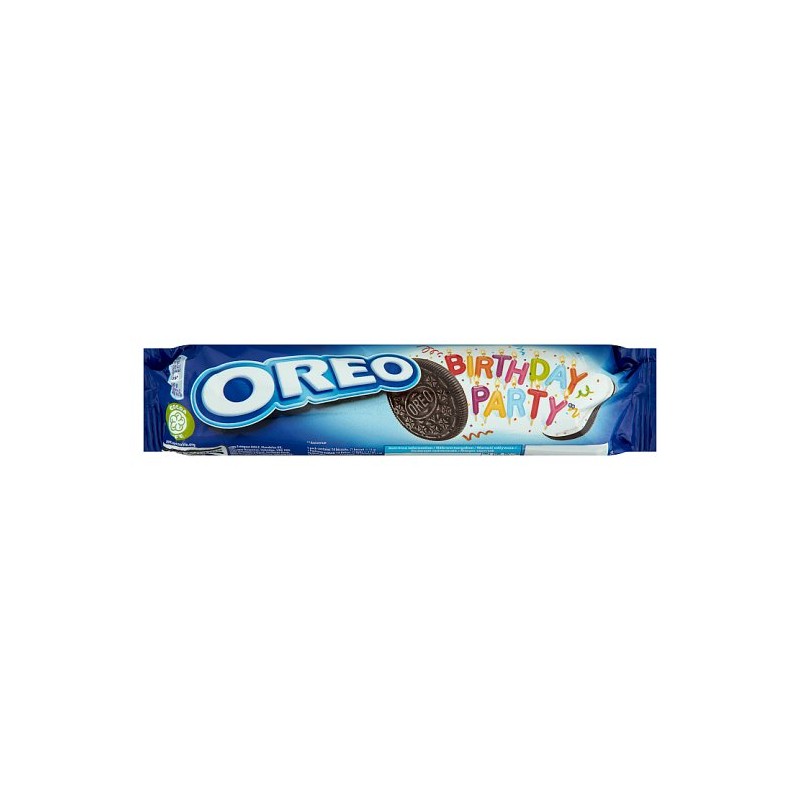 Oreo Birthday Party karamellízű töltelékkel töltött kakaós keksz színes dekorációs pelyhekkel 154 g