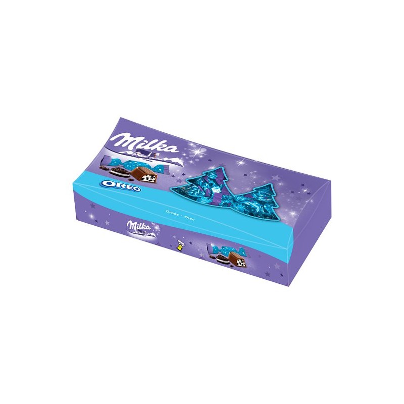 Milka Oreós tejcsokoládé szaloncukor tejes krémtöltelékkel és kakaós kekszdarabokkal 300 g