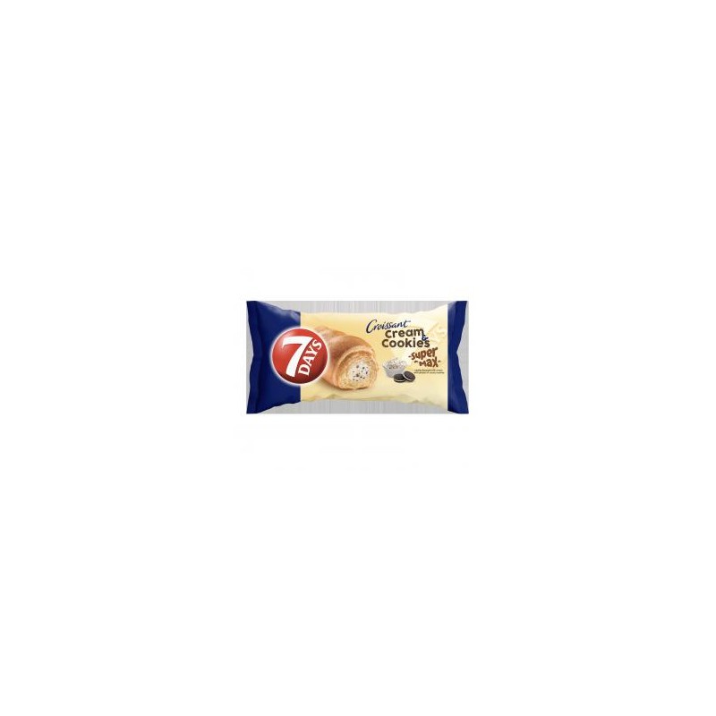 7DAYS Cream & Cookies Super Max vanília ízű krémmel töltött croissant kakaós keksz darabokkal 110 g