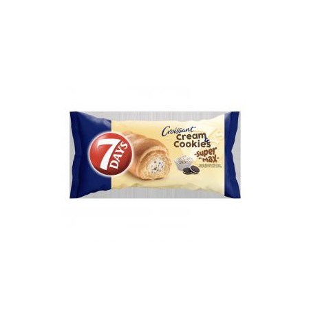 7DAYS Cream & Cookies Super Max vanília ízű krémmel töltött croissant kakaós keksz darabokkal 110 g