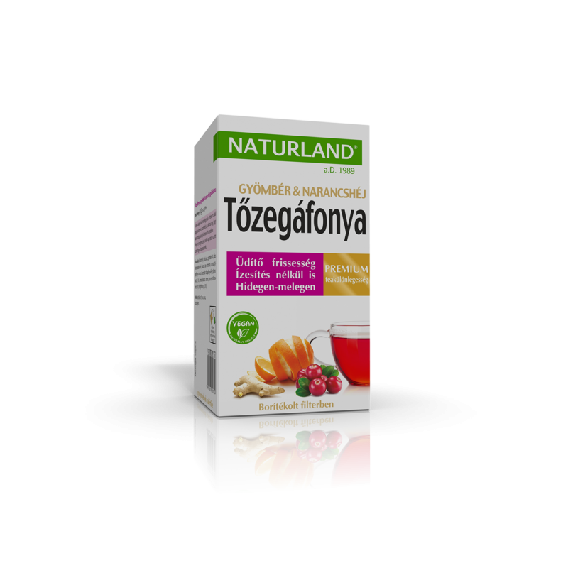 NATURLAND Tőzegáfonya & gyömbér & narancshéj gyümölcstea 20x2g