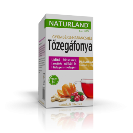 NATURLAND Tőzegáfonya & gyömbér & narancshéj gyümölcstea 20x2g