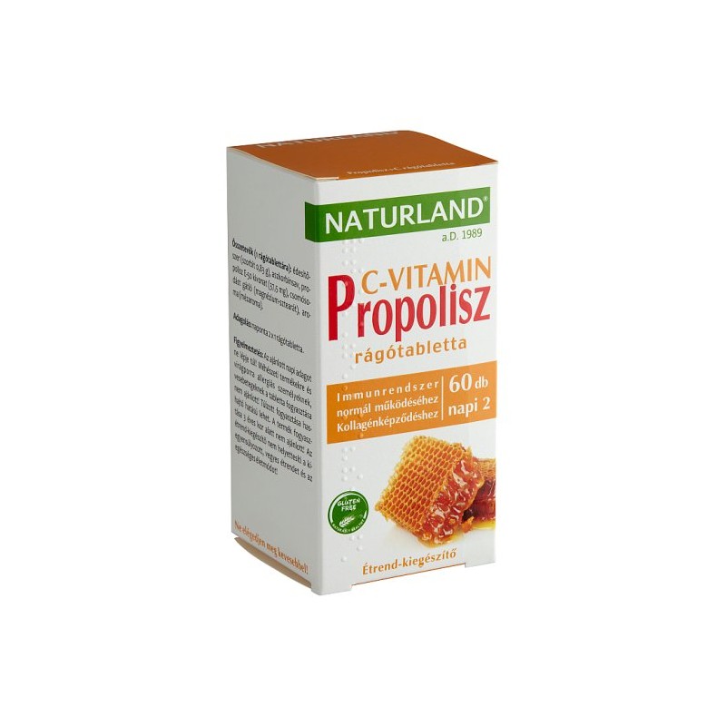 Naturland Propolisz + C-vitamin rágótabletta étrend-kiegészítő 60 db 57 g