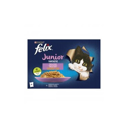 Felix Fantastic Junior Csirkével/Lazaccal aszpikban nedves macskaeledel 4 x 85 g (340 g)