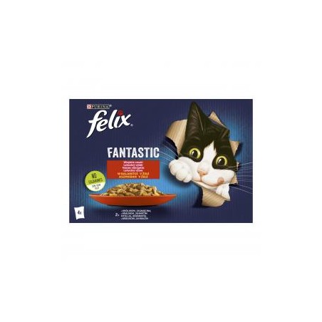 Felix Fantastic Nyúllal/Báránnyal aszpikban nedves macskaeledel 4 x 85 g (340 g)