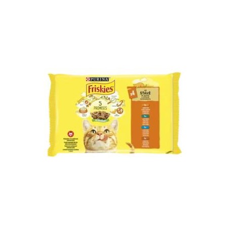 Friskies alutasakos macskaeledel 4x85 g csirke, kacsa, lazac, pulyka