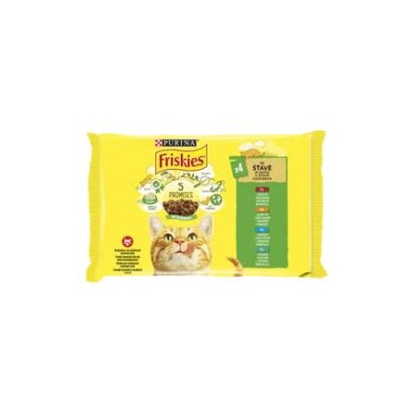 FRISKIES Szószban Marhával-Csirkével-Tonhallal-Tőkehallal nedves macskaeledel 4x85g