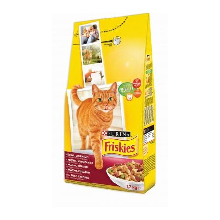 FRISKIES Marhával, csirkével és hozzáadott zöldségekkel száraz macskaeledel 1,7kg