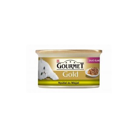 GOURMET GOLD NYÚLLAL ÉS MÁJJAL DUÓ ÉLMÉNY NEDVES MACSKAELEDEL 85G