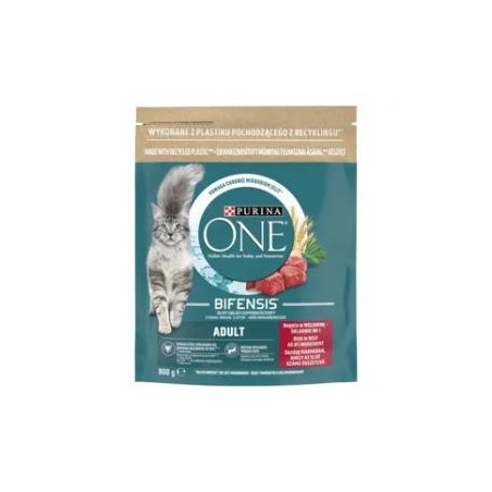 PURINA ONE Adult Cat, Marhában és Teljes Kiőrlésű Gabonában gazdag száraz macskaeledel 800g