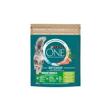 PURINA ONE Indoor Formula, Pulykában és Teljes Kiőrlésű Gabonában gazdag száraz macskaeledel 800g