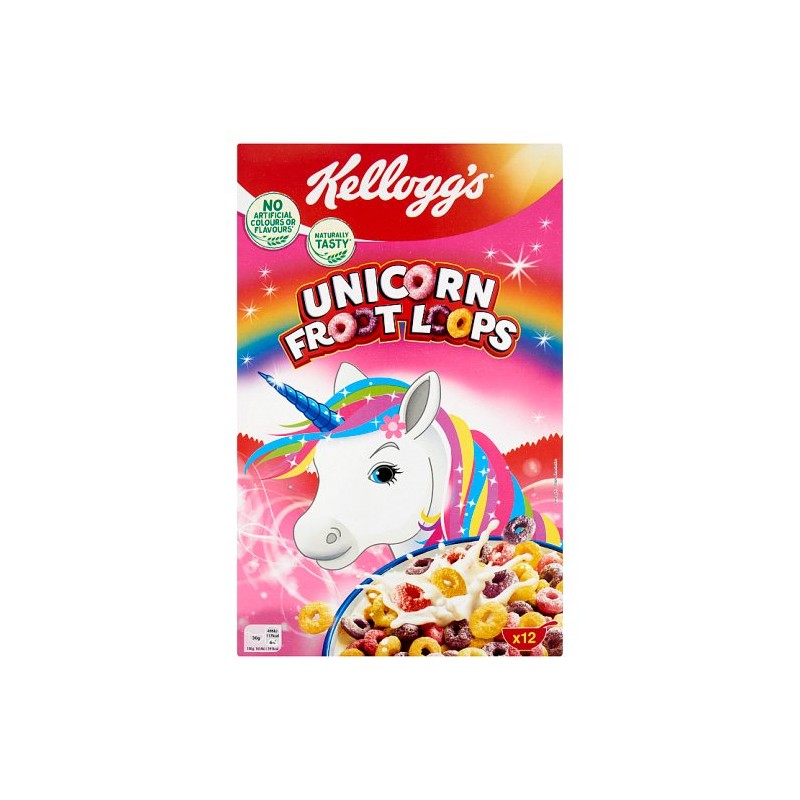 Kellogg's Unicorn Froot Loops vegyes gyümölcs ízű gabona hurkok (karikák) 375 g