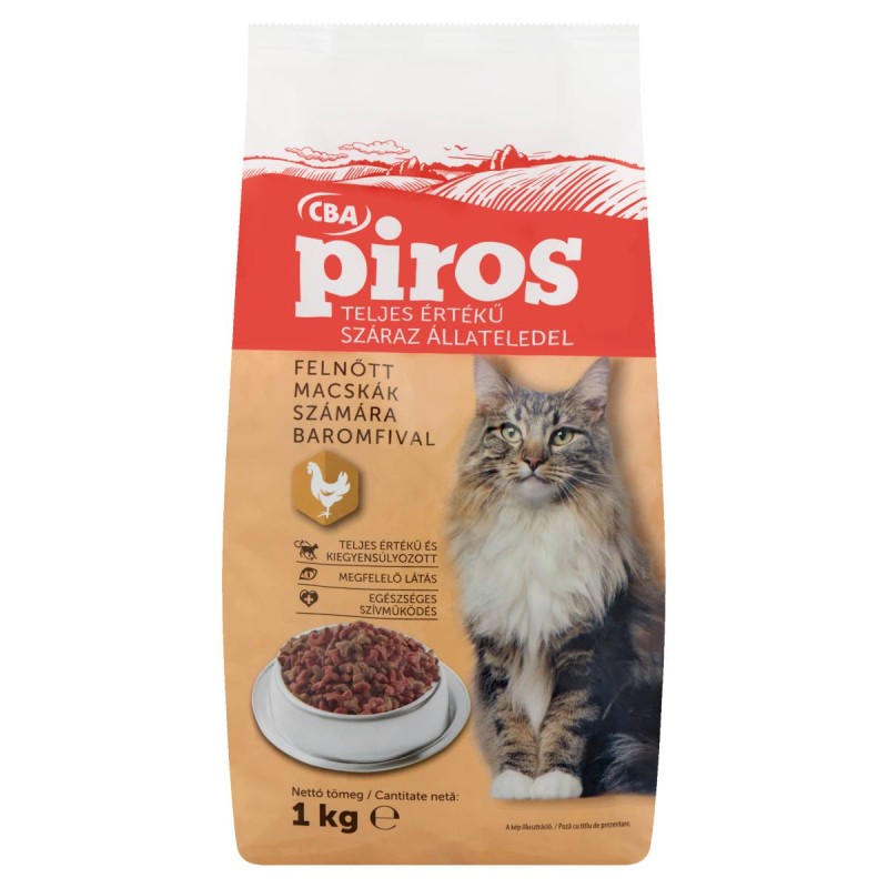 CBA Piros teljes értékű száraz állateledel felnőtt macskák számára baromfival 1 kg