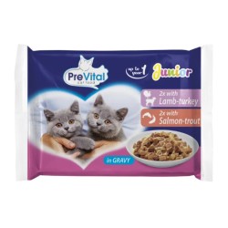 Prevital macskaeledel junior Bárány-pulyka, lazac-pisztráng mártásban 4x100g