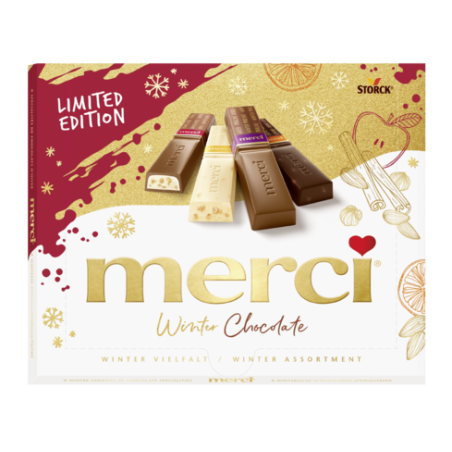 Merci winter 250 g, Töltött és töltetlen csokoládékülönlegességek