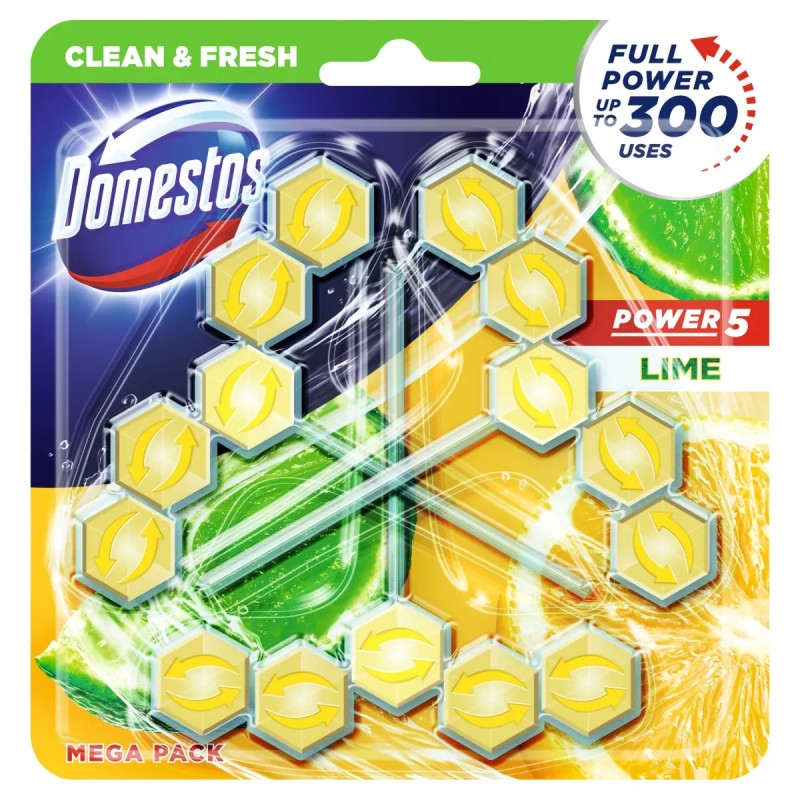 Domestos Power 5 Lime WC-Frissítő (3x55 g) - 165 g