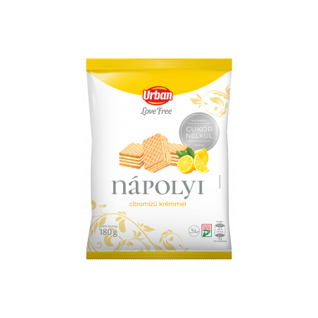 Urban LoveFree citromízű nápolyi 180 g, Hozzáadott cukor nélk.