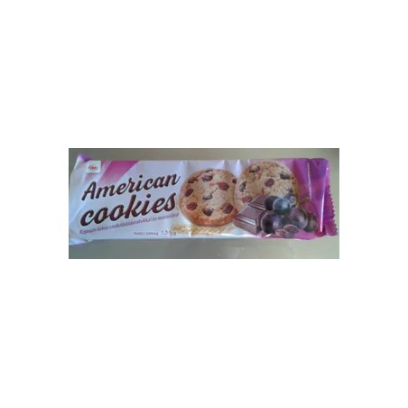 CBA American Cookies ropogós keksz csokoládédarabokkal és mazsolával 135g