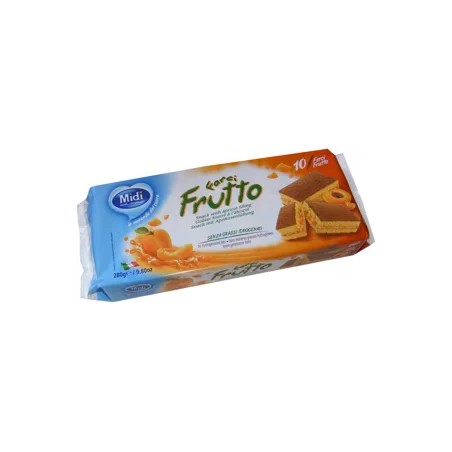 Midi BARACK/FRUTTO ízű krémmel töltött piskóta szelet 28g (10db x 28g)