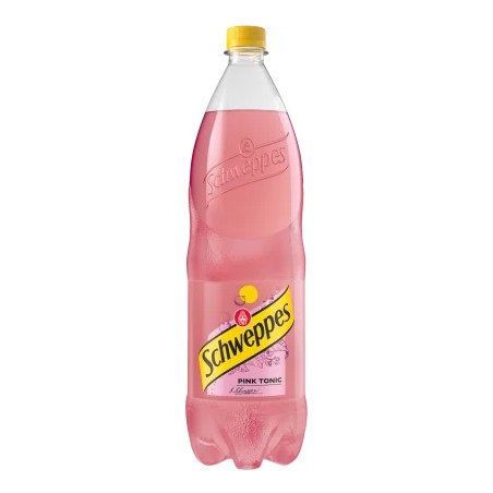 Schweppes Pink Tonic feketeribizli ízű szénsavas üdítőital cukorral és édesítőszerekkel 1,5L Pet, drs