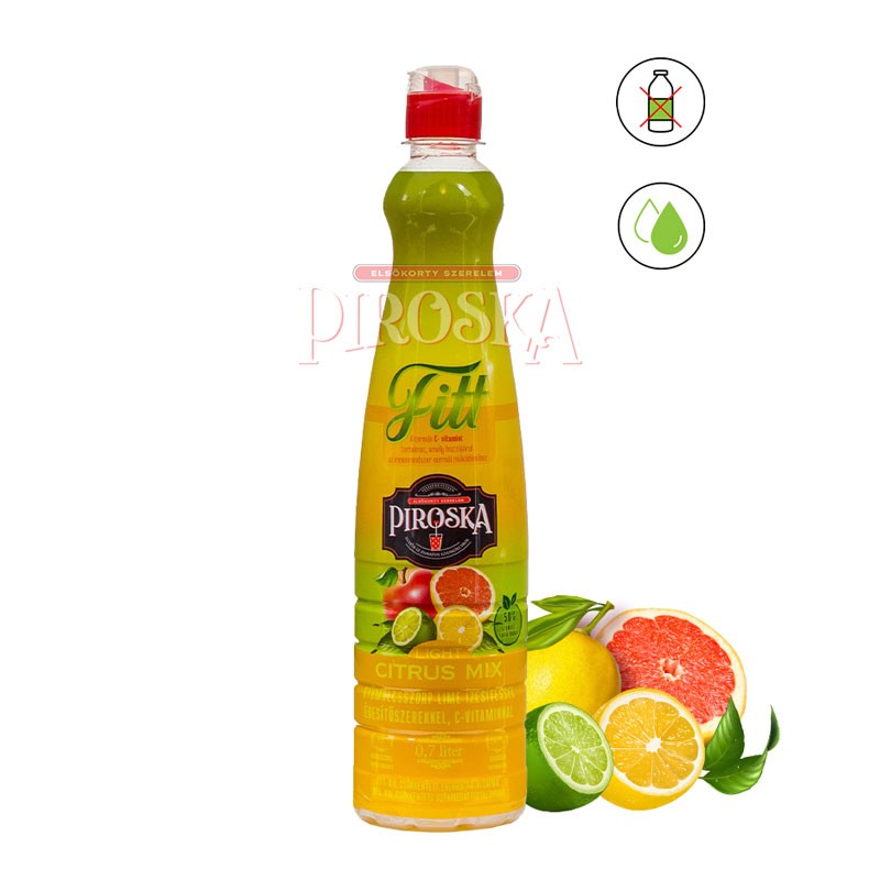 Piroska Fitt Light Citrus Mix gyümölcsszörp lime ízesítéssel, édesítőszerekkel és C-vitaminnal 0,7 l, drs