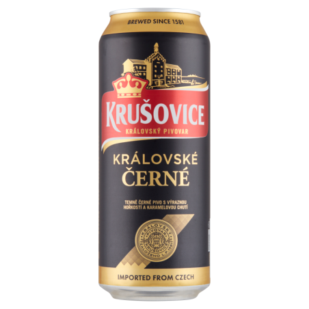 Krušovice Černé eredeti cseh import barna sör 0,5 l dobozos 3,8%alk., drs