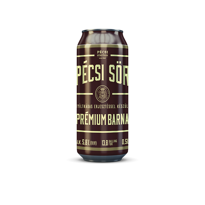 Pécsi prémium barna sör 0,5l dob, drs