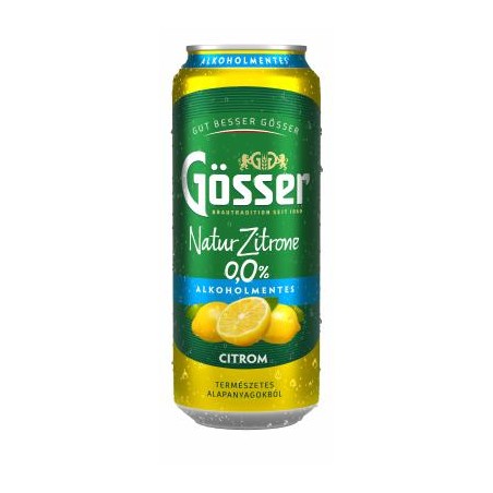 Gösser N.Z.0,5l dobozos sör citrom 0,0%, drs