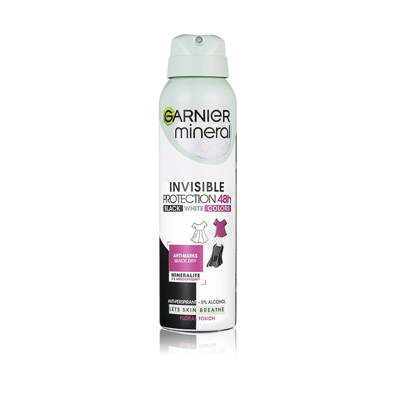 GARNIER MINERAL Invisible Black & White & Colors izzadásgátló spray 150ml