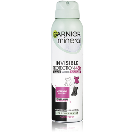 GARNIER MINERAL Invisible Black & White & Colors izzadásgátló spray 150ml