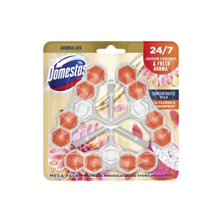 DOMESTOS Aroma Lux Dahlia Flower & Dragonfruit WC frissítő blokk 3x55g