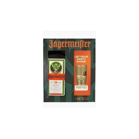 Jagermeister 35% 0,7l DRS+10 alupohár, díszdobozban