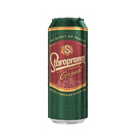 Staropramen 0,5 l dobozos sör granát 4.4%, DRS