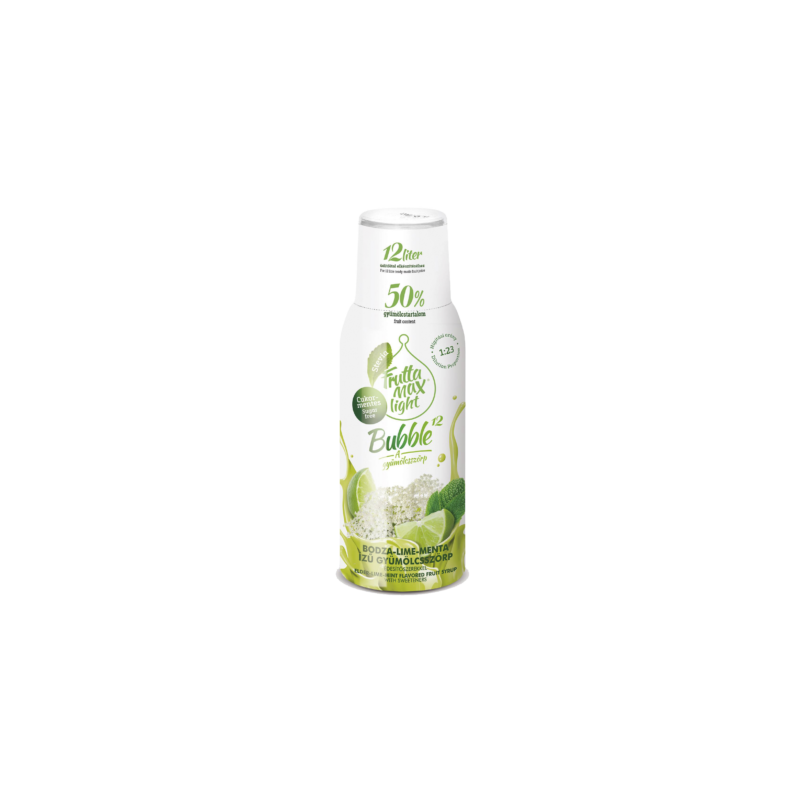 FruttaMax Bubble12 Light Bodza-Lime-Menta ízű gyümölcsszörp 500ml, DRS