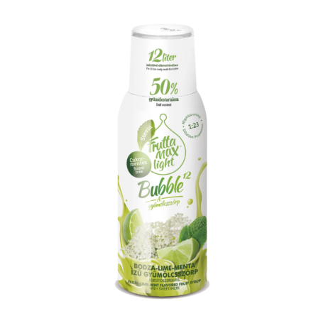 FruttaMax Bubble12 Light Bodza-Lime-Menta ízű gyümölcsszörp 500ml, DRS